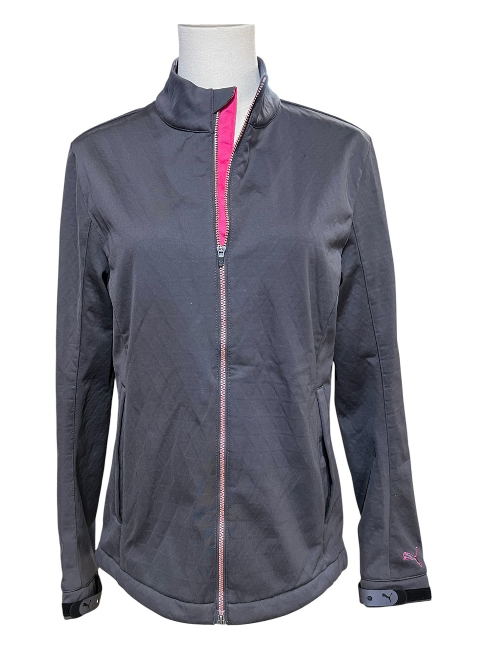 EUC Puma Golf PWRWARM Gray Pink Full Zip Jacket | Size Medium